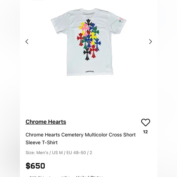 Chrome hearts multi color cross short sleeve t-shirt